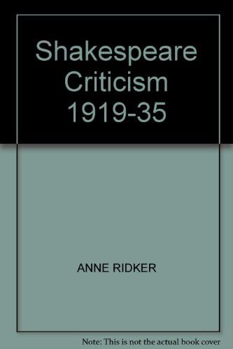 Shakespeare Criticism 1919-35 B000SGUKNS Book Cover
