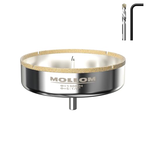 Image of MOLLOM 5-1 /8 inch (130mm) Diamond Hole Saw with 2 Pilot Drill Bit