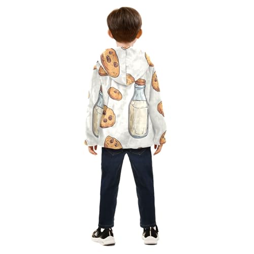 Chocolate Chip Cookies and Bottle Of Milk Girls Fleece Jacket Girls Fall Jacket Girls Zip Up Hoodie Girls Sherpa Jacket 2-10T4