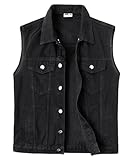 KTWOLEN Chaleco Vaquera para Hombre Vintage Chaleco de Jeans Chaqueta Vaquera Sin Mangas Chaleco Moto en Tela Vaquera con Botón, Negro, L