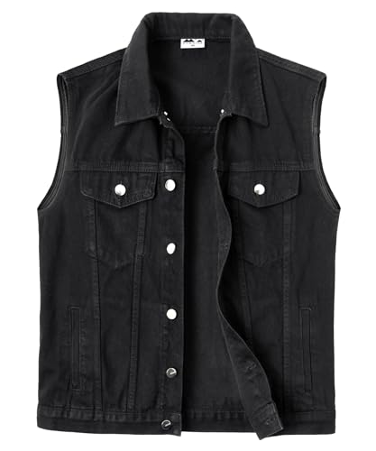 KTWOLEN Chaleco Vaquera para Hombre Vintage Chaleco de Jeans Chaqueta