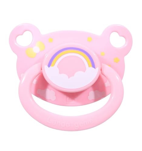 Image of Landofgenie Adult Sized Pacifier Large Handle Large Shield Cute Print Paci Pink