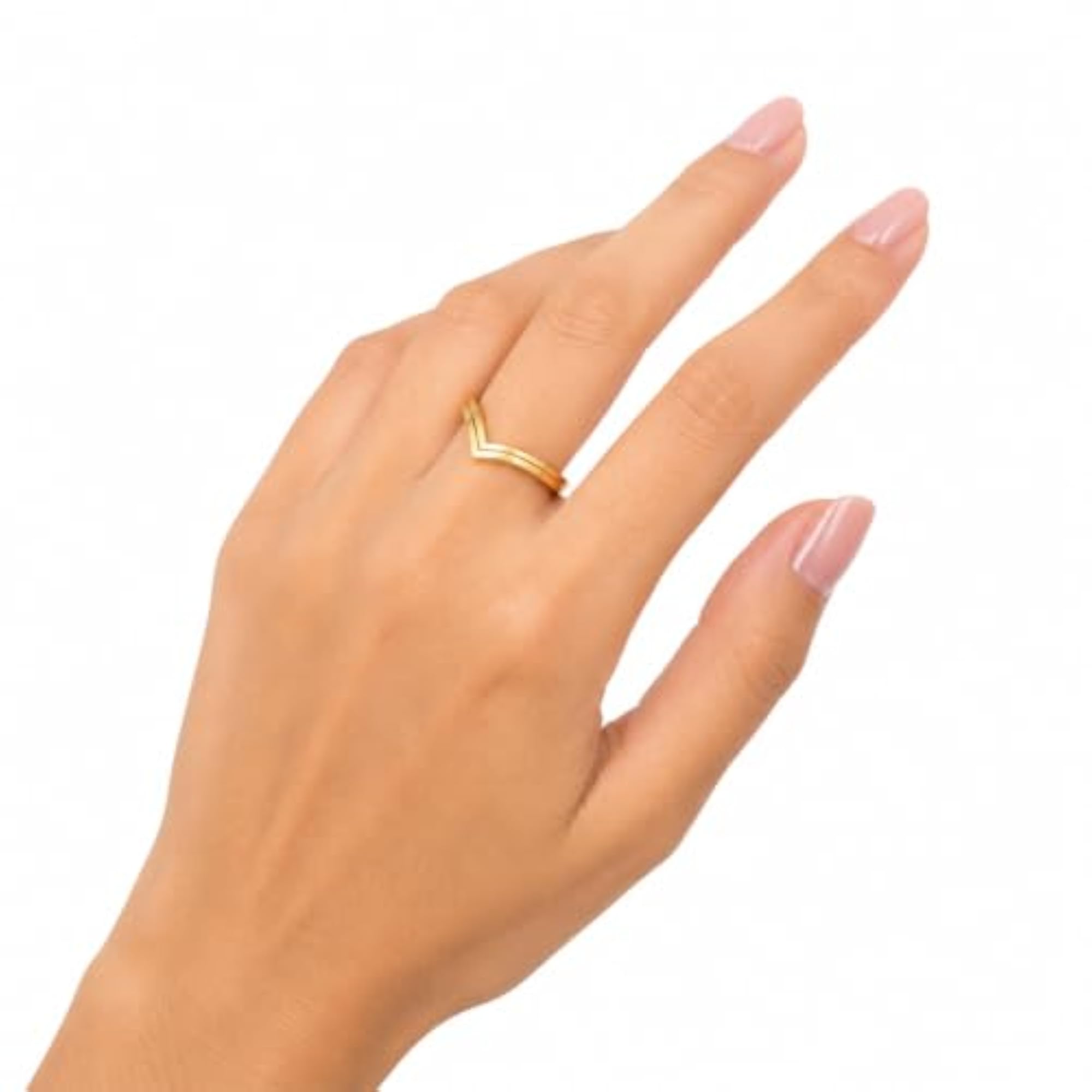 Women's Anti Tarnish Gold Plated V Shape Minimalist Statement Ring
