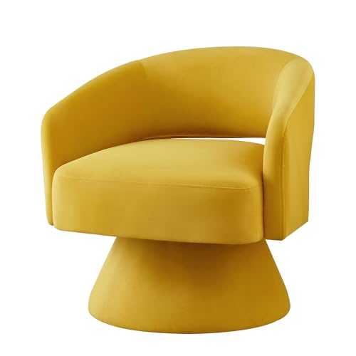 Sillón redondo giratorio terciopelo amarillo miniatura 1