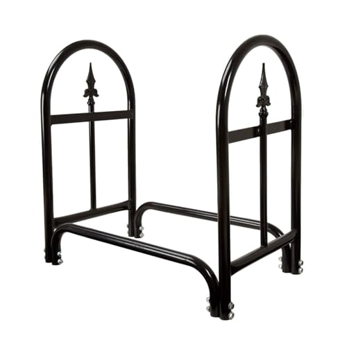 Support à bûches en métal noir robuste pour intérieur et extérieur