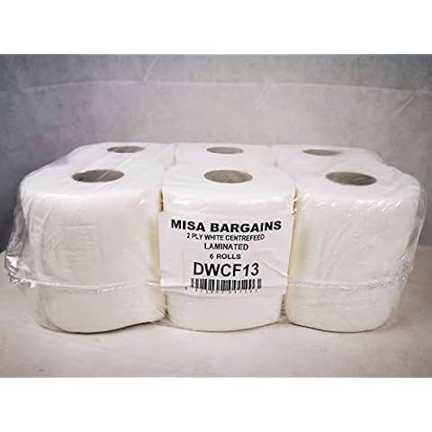MISA™ 6 X White Kitchen Rolls 2 Ply Embossed Centre Feed Paper Made in UK Cover