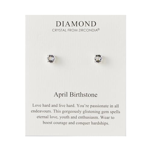 Philip Jones April (Diamond) Birthstone Earrings Created with Zircondia® Crystals