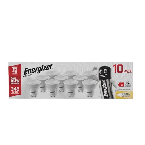 Energizer GU10 LED Bulbs Warm White 3000K 50W Equivalent Pack of 10