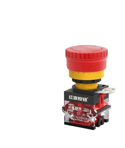 16 19 22mm Metal Emergency Stop Switch Charging Pile Energy Storage Elevator Emergency Stop Button 24V(LA38 Conventional Emergency Stop 1NO1NC 22mm)