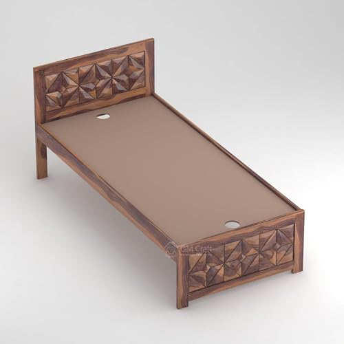 Image of Solid Sheesham Wood Bed 6.5X3 Single Bed Without Storage for Bedroom - Single Cot Wooden BedSingle Size for Living Room Guest Room - 12 Month Warranty (Asher Honey)