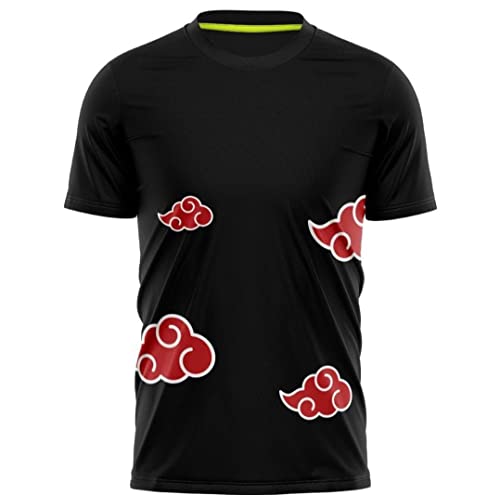Playera Full Print Taku 176 Naruto Anime Camiseta de Manga Corta con Estampado Akatsuki para Hombre Negra (as1, Alpha, x_l, Regular, Regular, XL)