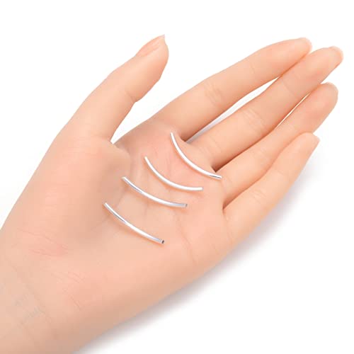 30Pcs Adabele Authentic 925 Sterling Silver Sleek Curved Noodle Tube Connector Beads 30Mm X 2Mm Tube (1.5Mm Hole) For Jewelry Making Ss240 #TOP3