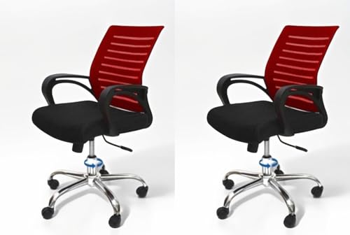 Image of Ngfc Office Chair for Home with Back Support Arm Rest 360 Degree Rotating Office Chair with Tilt Lock Mechanism High Comfort Seating Ergonomic Chair for Home & Office (2, Red)