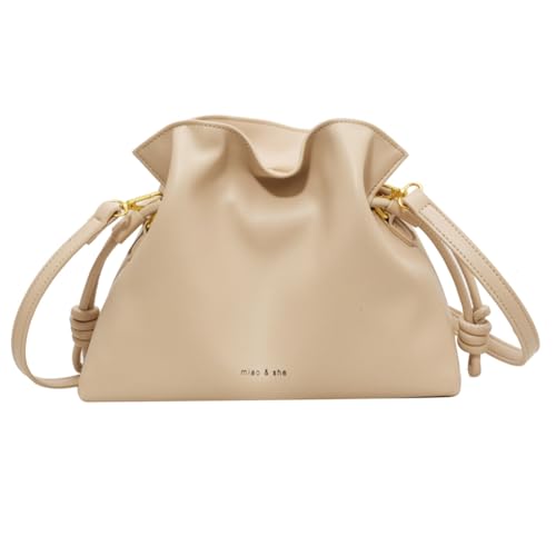 Sac à bandoulière en cuir PU souple avec cordon de serrage pour femme