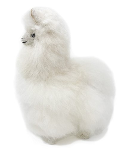 Standing Baby Alpaca Fur Alpaca Cria Figure - 7 Inch (White)
