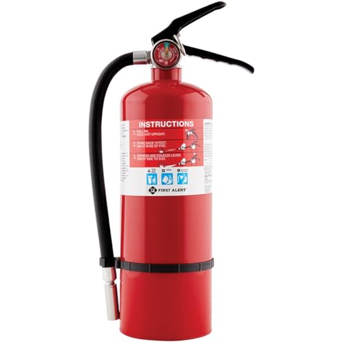 FIRST ALERT PRO5 Rechargeable Heavy Duty Fire Extinguisher, UL RATED 3-A:40-B:C, Red, 1-Pack