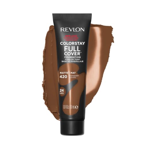 Revlon ColorStay Full Cover Longwear Matte Foundation, Heat & Sweat Resistant Lightweight Face Makeup, Mahogany (420), 1.0 oz - image 1