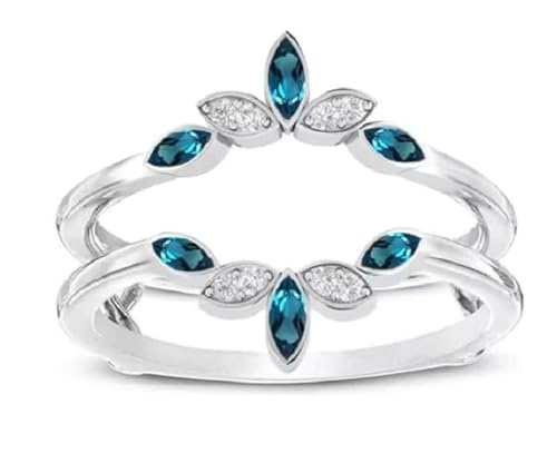 1Ct Marquise Cut Created London Blue Topaz 14K White Gold Plated 925 Sterling Silver Wedding Enhancer Wrap Band Ring, Engagement Enhancer Ring Guard, Wedding Ring