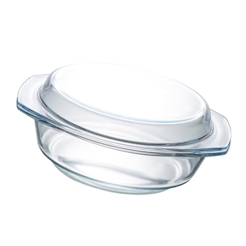 Mipcase 耐熱強化ガラス製電子レンジ対応ボウル 蓋付き 家用 丸型クリアガラス 容器 食洗機対応 傷防止滑らか表面