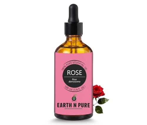 Image of Earth N Pure Rose Essential Oil | 100% Pure & Natural | Steam Distilled | For Aromatherapy, Diffuser, Skin & Hair Care | 100ml