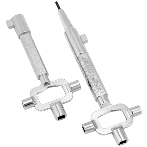 QWORK® 2 sztuki uniwersalnych kluczy budowlanych, kluczy architektonicznych, z miarką cylindryczną, klucz do szafy sterowniczej, stop cynku