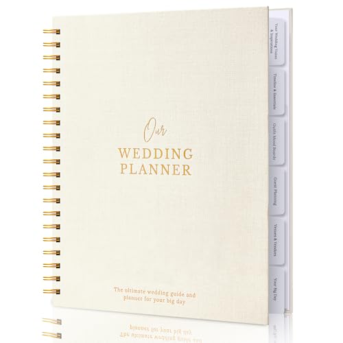 Timeless Premium Linen Wedding Planner Book and Organizer – Wedding Planning Book, Comprehensive Keepsake & Countdown Binder, Perfect Engagement Gift for Women, 11' x 9' (Cream)