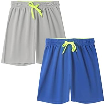 DaniChins Boys Loose Athletic Moisture Wicking Shorts Performance Mesh Shorts (Blue,Grey,7)