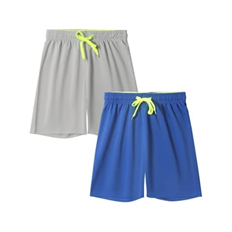 DaniChins Boys Loose Athletic Moisture Wicking Shorts Performance Mesh Shorts (Blue,Grey,8) Cover