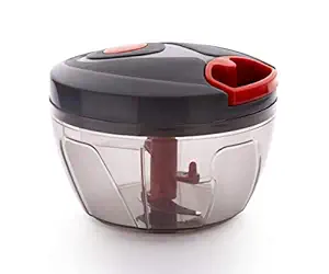 DeoDap Stainless Steel, Plastic Kitchen Manual Hand Held Vegetable Food Chopper, 400 ml, Multi Color