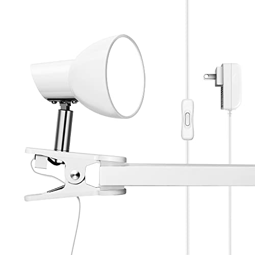LED Small Clip Light,5W Super Bright Reading Light, 330° Rotation Lamp with Clamp on Desk/Table/Bed Headboard/Cupboard Home Lighting, Modern and Save Space Illumination Powerful bedroom Lamp White