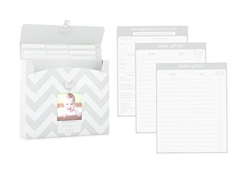 Image of Baby File Keeper Organizer, Gray Chevron, Newborn Baby Document Organizer, Durable File Folder