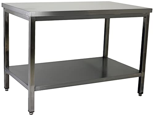 SARO Edelstahltisch, mit Unterblatt - 700 mm Tiefe, 1200mm