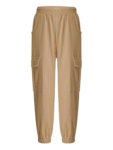 Kids Boys Cargo Pants Elastic Waist Jogging Hiking Camping Athletic Joggers Pants Casual Trousers Sweatpants