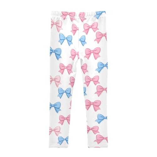 Girls Leggings Blue and Pink Bows Soft Toddler Leggings for Girls Kids Pants Size 4T-10T2