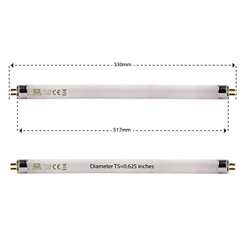 TBE LIGHTING T5 13w Fluorescent Tube Lamps 517mm - CFL Bulbs - G5 2-Pin Base Fittings - T5 High Efficiency Lamps, Soft White 3500K (2-Pack)