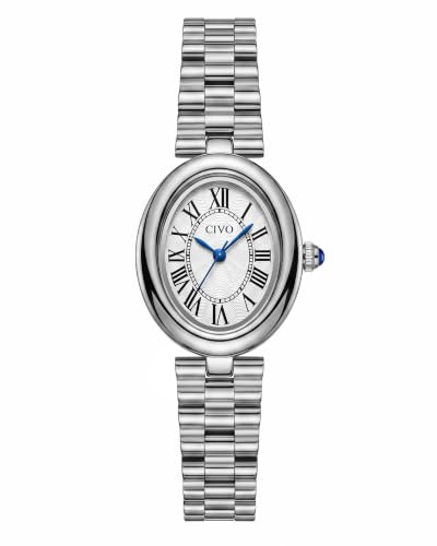 Image of CIVO Vintage Silver Watches Women: Analog Stainless Steel Roman Numerals