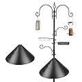 Deluxe Bird Feeding Station Kit - Wild Bird Feeder Hanging Pole With Multi Feeder, Suet Cage, Planter Hanger, and Squirrel Guard Baffle for Attracting Birds