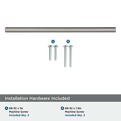 Image of Amerock 7-9 /16 inch Bar Pulls Sterling Nickel Drawer Pull | 7-9 /16 inch (192mm) Center-to-Center Mounting Distance and 9-15 /16 inch Overall Length, Durable Carbon Steel Cabinet Hardware