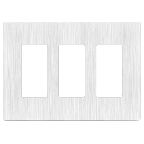 Image of LIDER Decorator Switch Cover, Screwless Wall Plate, Mid-Size 3-Gang 4.88 inch x 6.77 inch, LSWP-33M-BW, UL Listed, Thermoplastic, Brushed White, 1-Pack