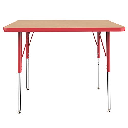 FDP 24" x 36" Rectangle Table with Swivel Glide Legs - Maple/Red