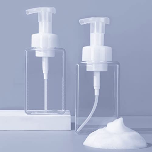 Foaming Soap Dispenser, Hand Soap Dispenser, Refillable Foam Liquid Hand Soap Empty Plastic Pump Bottle Container for Bathroom Vanities, Kitchen Sink, Hospital, Clinic（Transparent 2X450ml 17oz ）
