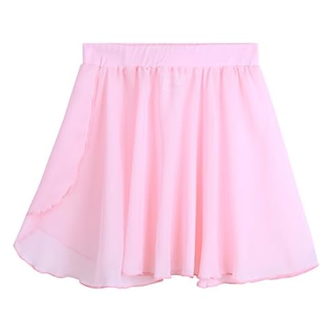 Freebily Kinder Mädchen Tanzrock Chiffon Rock Ballettrock Ballettröckchen Ballett Wickelrock Sport Skater Rock Tanz Übung Kleidung Rosa 98-104/3-4 Jahre Cover