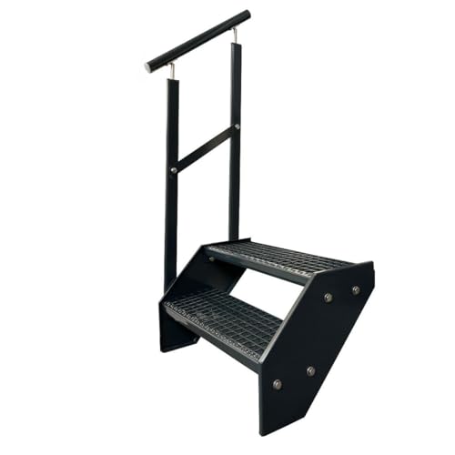 Escalier de jardin 2 marches pour dénivelé de 38 cm avec rampe de sécurité