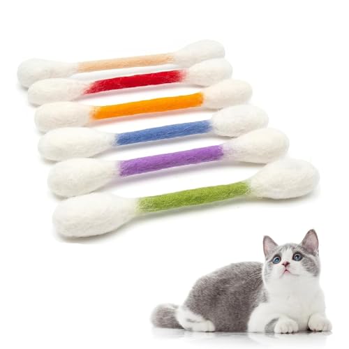 6Pcs Giant Cotton Swab Cat Toys with Organic Catnip| Durable Chew & Teething Sticks | Interactive Kitty Toys for Boredom Relief & Daily ExerciseInteractive Kitty Kick Sticks for Cat Lovers Gift