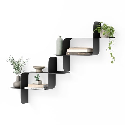 Umbra Montage Floating Wall Shelf, Metal, Set of 2, Black by Umbra - Used condition - US$76.66