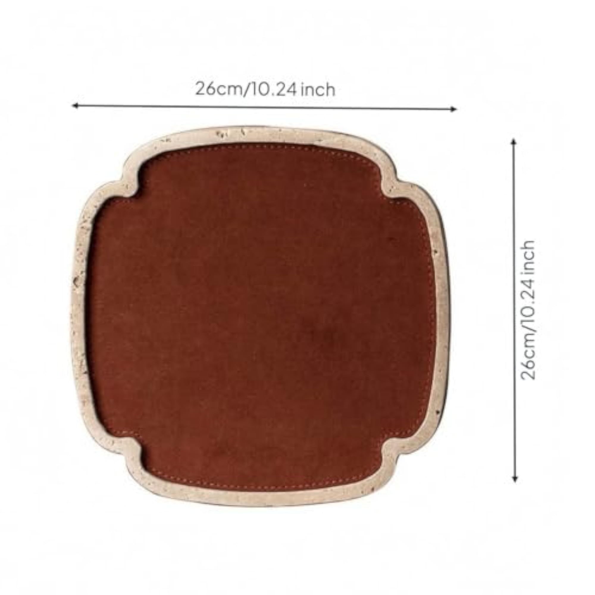 Multifunctional Stone Tray with Leather Inset, Elegant Square Tray