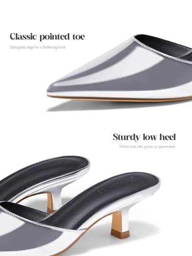Image of Coutgo Womens Kitten Low Heels Mules Closed Pointed Toe Pumps Slip On Backless Dress Shoes