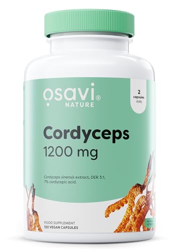 Osavi Cordyceps 1200 mg – 120 Vegan Capsules | Standardized Cordyceps Mycelia Extract for Energy, Endurance & Vitality | Supports Physical Performance & Immune Health