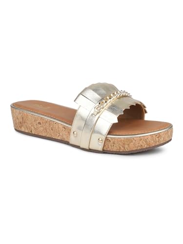 Inc.5 Women Gold Embellished Wedges Heels (B0CQPG2V6Z) Amazon Price History, Amazon Price Tracker