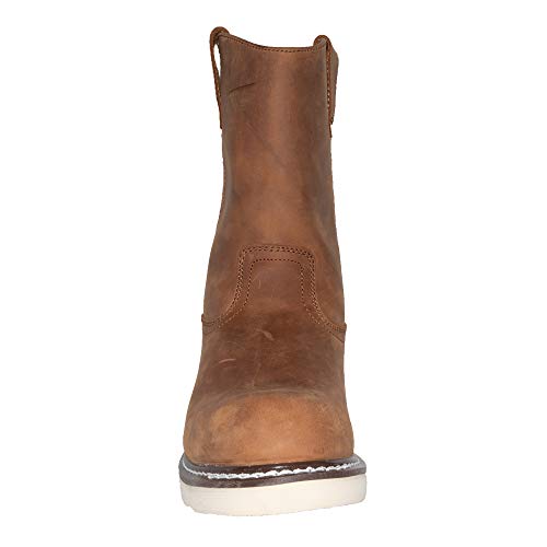 Ad Tec Men's 8in Western Wellington Pull On Crazy Horse Leather Working Boots - Side Zipper, Easy On Off, Plain Toe, Oil Resistant Mud Free Outsole by Ad Tec - Image 3